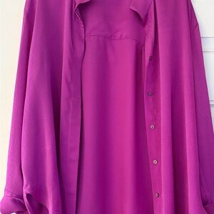 Vince Camuto Fuchsia Button-Up Blouse